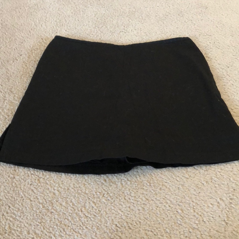 Black Cotton Sateen Skort